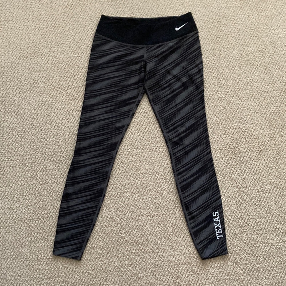 Nike Texas Longhorns Grey Striped Dri-FIT Leggings Tiger Stripe Black Size Small